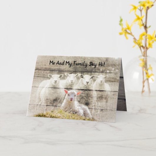 Rustikales Schafspuppel Karte (Gelbe Blume)