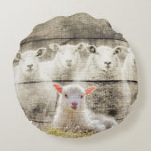 Rustikales Schafspuppel Rundes Kissen (Rückseite)