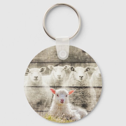 Rustikales Schafspuppel Schlüsselanhänger (Vorderseite)