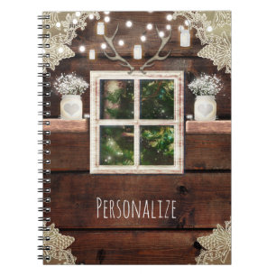 Rustikales Scheunenfenster Baum & Mason Jar Land C Notizblock
