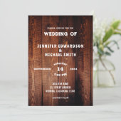 Rustikales Scheunenholz Foto Hochzeit Einladung (Stehend Vorderseite)