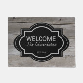 Rustikales Scheunenholz schwarzer Empfang Familien Fußmatte (Vorderseite)