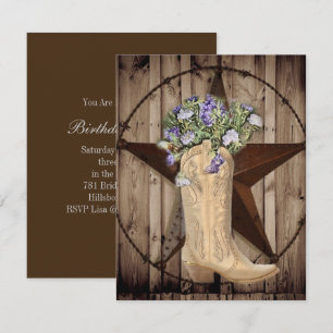 rustikales Scheunenholz Wildblume Cowboy Western S Einladung
