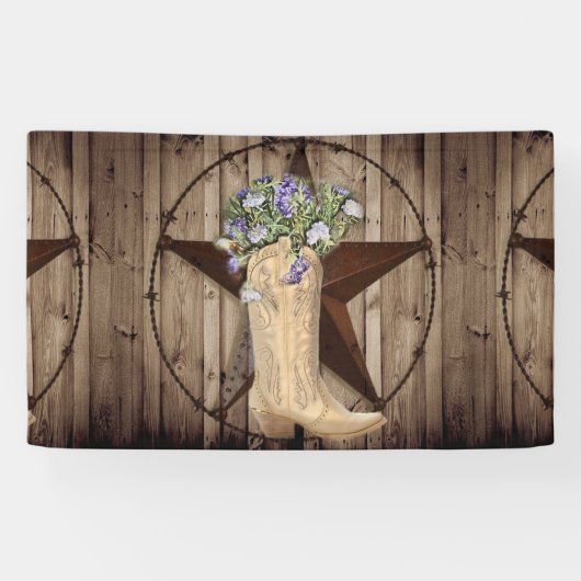rustikales Scheunenholz Wildblume Western Cowgirl Banner (Horizontal)