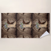 rustikales Scheunenholz Wildblume Western Cowgirl Strandtuch (Vorderseite)