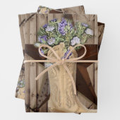 Rustikales Scheunenholz Wildblume Western Stars Co Geschenkpapier Set (Beispiel)