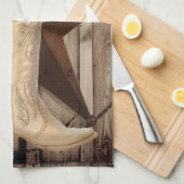 Rustikales Scheunenholz Wildblume Western Stars Co Geschirrtuch (Viertel Falte)