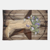 Rustikales Scheunenholz Wildblume Western Stars Co Geschirrtuch (Horizontal)