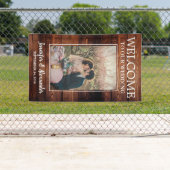 Rustikales Scheunenholz Willkommen in unserem Hoch Banner (Insitu)