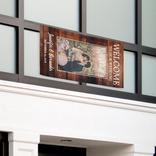 Rustikales Scheunenholz Willkommen in unserem Hoch Banner (Äußeres Gebäude)