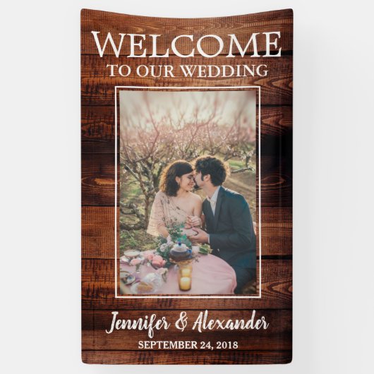 Rustikales Scheunenholz Willkommen in unserem Hoch Banner (Vertikal)