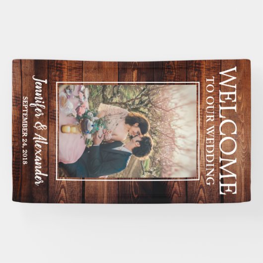 Rustikales Scheunenholz Willkommen in unserem Hoch Banner (Horizontal)