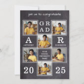 Rustikales Schiefer 6 Foto Benutzerdefinierter Abs Einladung (Vorderseite)