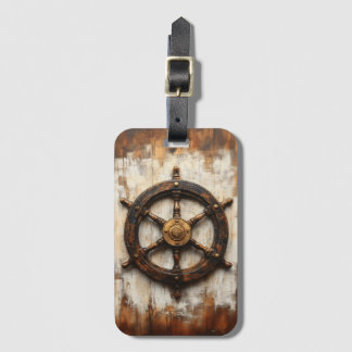 Rustikales Schiffrad Helm Nautic Gepäckanhänger
