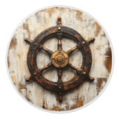 Rustikales Schiffrad Helm Nautic Keramikknauf (Vorderseite)