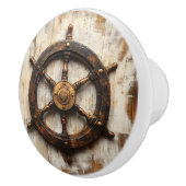 Rustikales Schiffrad Helm Nautic Keramikknauf (Rechts)
