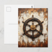 Rustikales Schiffrad Helm Nautic Postkarte (Vorne/Hinten)