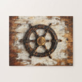 Rustikales Schiffrad Helm Nautic Puzzle (Horizontal)