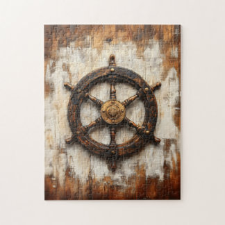 Rustikales Schiffrad Helm Nautic Puzzle