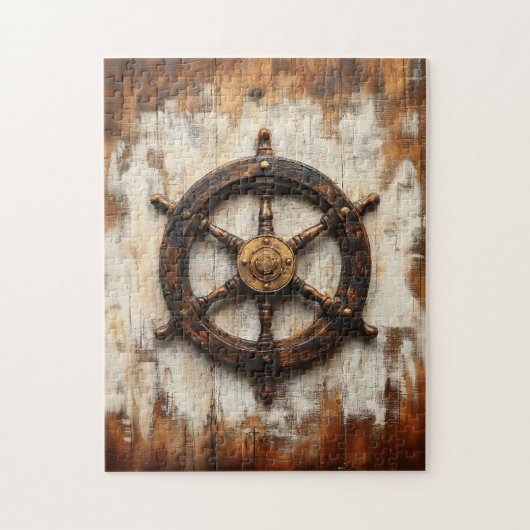 Rustikales Schiffrad Helm Nautic Puzzle (Vertikal)