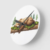 Rustikales Schlafbärenwald Runde Wanduhr (Winkel)