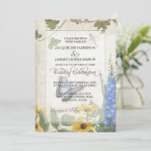 Rustikales Schmetterling Drachenfliege Daisy Einladung (Stehend Vorderseite)