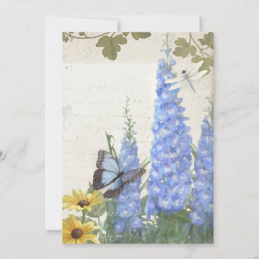 Rustikales Schmetterling Drachenfliege Daisy Einladung (Rückseite)