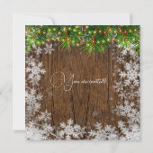 Rustikales Schnee & Pine Lights Company Xmas Ribbo Einladung (Rückseite)