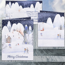 Rustikales Schneebergdorf Winterurlaub Feiertagskarte