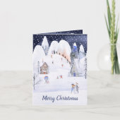 Rustikales Schneebergdorf Winterurlaub Feiertagskarte (Vorderseite)