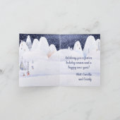 Rustikales Schneebergdorf Winterurlaub Feiertagskarte (Innenseite)