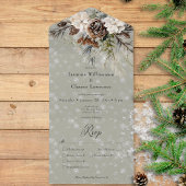 Rustikales Schneefall Pine & White Floral Sage Din All In One Einladung