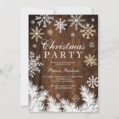 Rustikales Schneeflocken-Kiefernholz Weihnachten P Einladung (Vorderseite)