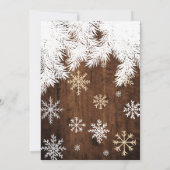 Rustikales Schneeflocken-Kiefernholz Weihnachten P Einladung (Rückseite)