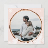 Rustikales Schneeflocken Rosa Weihnachtsfeier Foto Einladung (Rückseite)