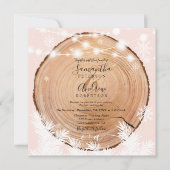 Rustikales Schneeflocken Rosa Weihnachtsfeier Foto Einladung (Vorderseite)