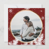 Rustikales Schneeflocken Rotes Weihnachtsfest Foto Einladung (Rückseite)