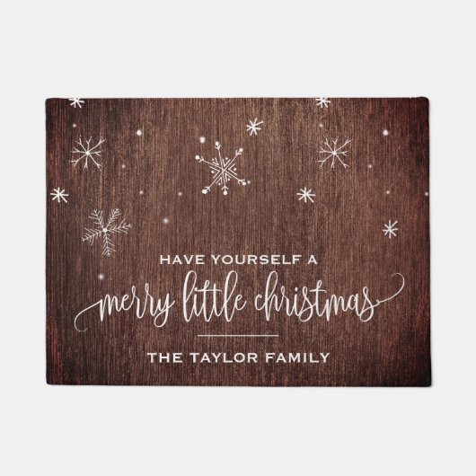 Rustikales Schneeflocken Weihnachten Fußmatte (Vorderseite)