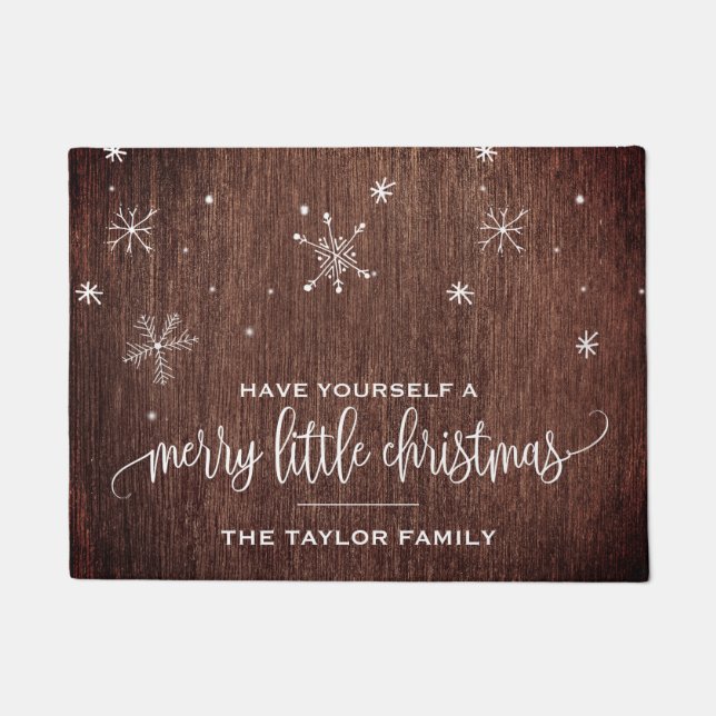 Rustikales Schneeflocken Weihnachten Fußmatte (Vorderseite)