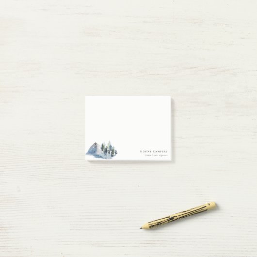 Rustikales Schneekiefernwald Wasserfarbenes Campin Post-it Klebezettel (Auf Schreibtisch)