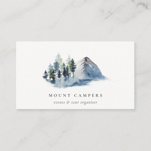Rustikales Schneekiefernwald Wasserfarbenes Campin Visitenkarte (Vorderseite)
