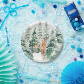 Rustikales Schneewaldfest Pappteller (Party)