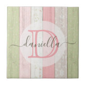 Rustikales Schnittholz Grün & Rosa Blumenholz Pers Fliese (Vorderseite)