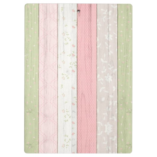 Rustikales Schnittholz Grün & Rosa Blumenholz Pers Klemmbrett (Rückseite)