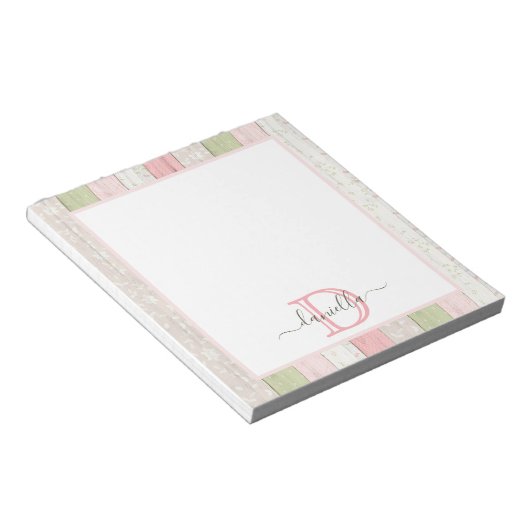 Rustikales Schnittholz Grün & Rosa Blumenholz Pers Notizblock (angewinkelt)