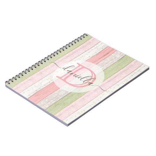 Rustikales Schnittholz Grün & Rosa Blumenholz Pers Notizblock (Linke Seite)