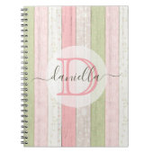 Rustikales Schnittholz Grün & Rosa Blumenholz Pers Notizblock (Vorderseite)