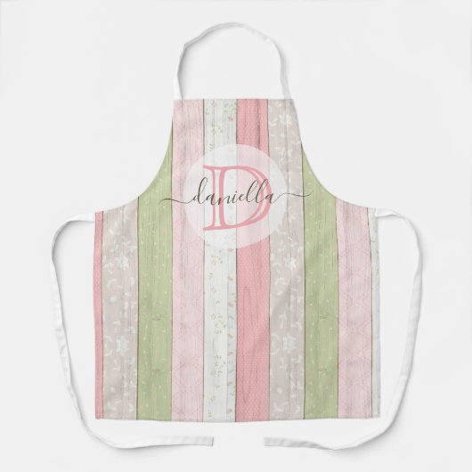 Rustikales Schnittholz Grün & Rosa Blumenholz Pers Schürze (Vorderseite)