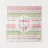 Rustikales Schnittholz Grün & Rosa Blumenholz Pers Wandteppich (Vorderseite (Horizontal))