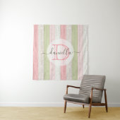 Rustikales Schnittholz Grün & Rosa Blumenholz Pers Wandteppich (Beispiel)